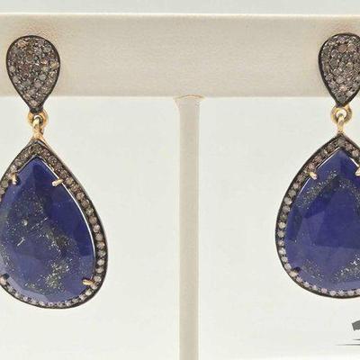 #899 • Lapizul & Diamond Earrings, 12.17g