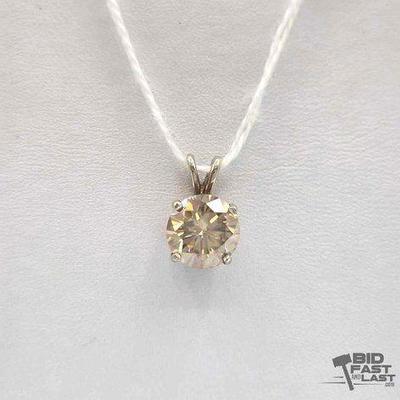 #740 • 14k White Gold Moissanite Pendant, 1.35g