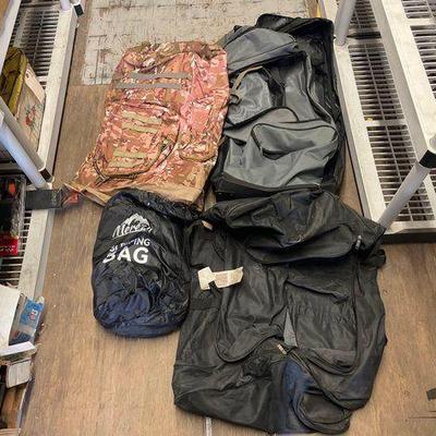 #8128 • Sleeping Bag and (3) Duffle Bags