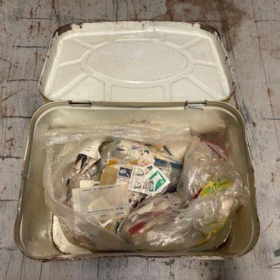 #8148 • Collection of Stamps and Floral Tin