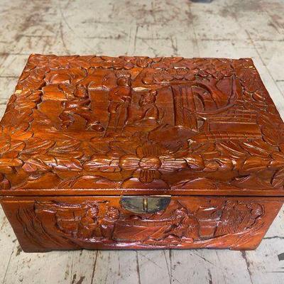 #8162 • Oriental Wooden Carved Box