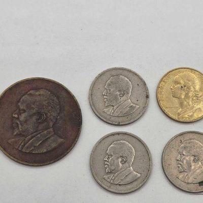 #1712 • (5) Kenyan & Francaise Coins