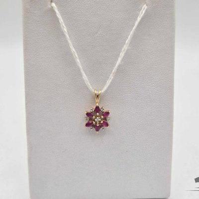 Sale Photo Thumbnail #45: #738 • 14k Diamond & Ruby Pendant, 1.22g
