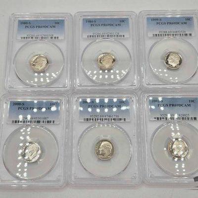 #1560 • (6) 1980-2002 Roosevelt Graded dmes