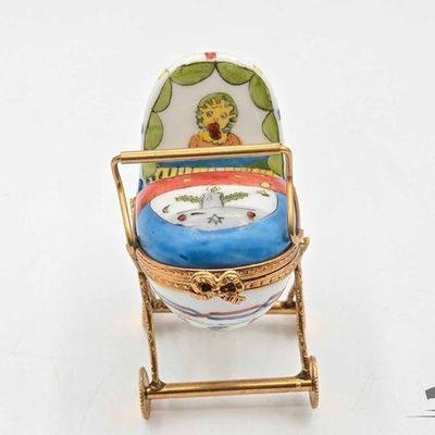 #1834 • Baby Buggie Limoges Trinket Box