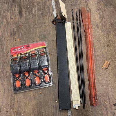 #8134 • Ratchet Tie Downs, Measuring Stick & Drill Bits