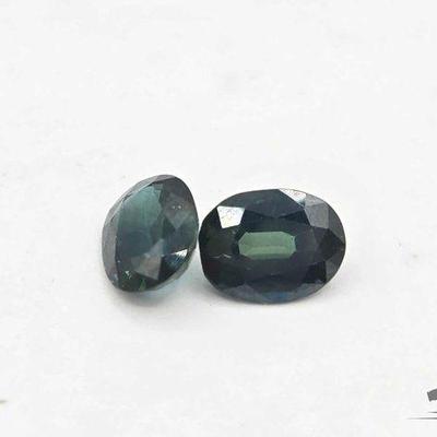 #690 • 2 Oval Shaped Green Sapphire Stones, .70g