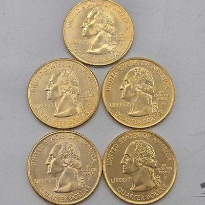 #1532 • (5) California State qtr Layered In Gold
