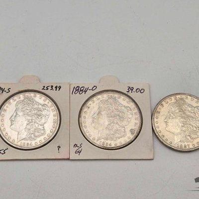#1326 • (3) 1884-1887 Morgan Slvr Dlrs