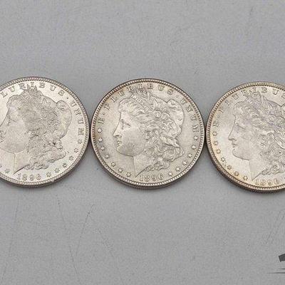 #1334 • (3) 1896-P Morgan  Slvr Dlrs
