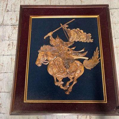 #8150 • Wooden Carved Warrior on Horse