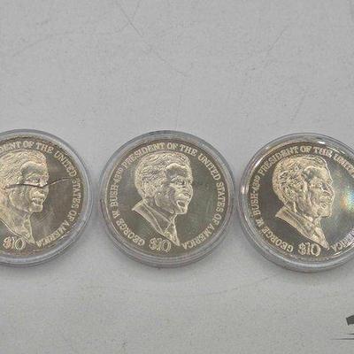#1580 • (3) 2004 $10 Silver US Prezident George W. Bush