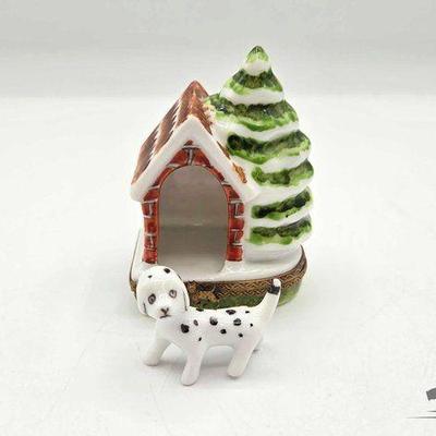 #1804 • Dalmation & Dog House Limoges Trinket Box