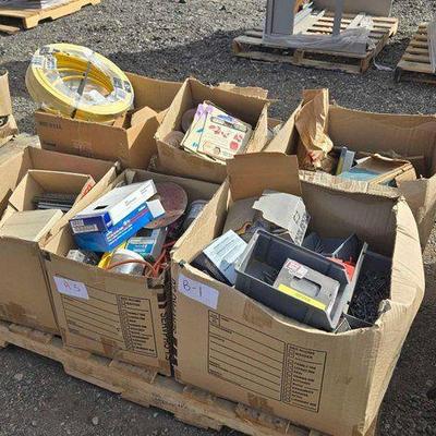 #80714 • Pallet of Nails, Abrasive Discs, Conductors, Cable And More