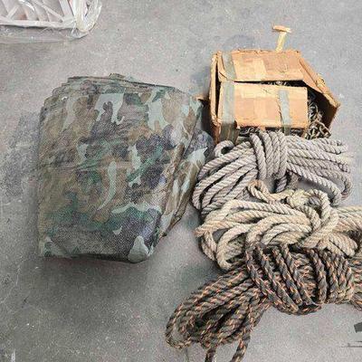 #2148 • (3) Ropes, (1) Tarp, and Box of Tire Chains