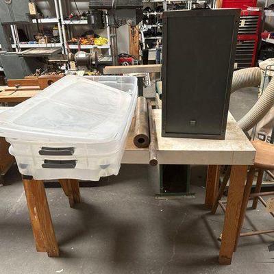 #2556 • Table, Totes, Metal Tubes and Metal Box