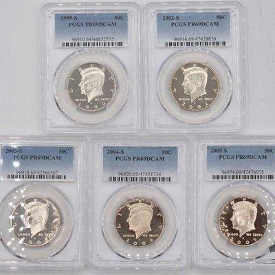 #1538 • (5) 1999-2005 Kennedy hlf dllr Graded