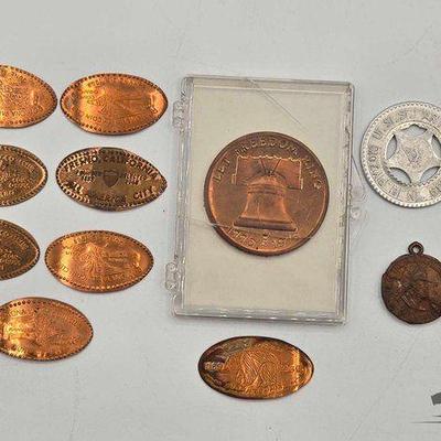 #1602 • Collectors Medal, Pressed Pennyes, Stamped Token and Pendant
