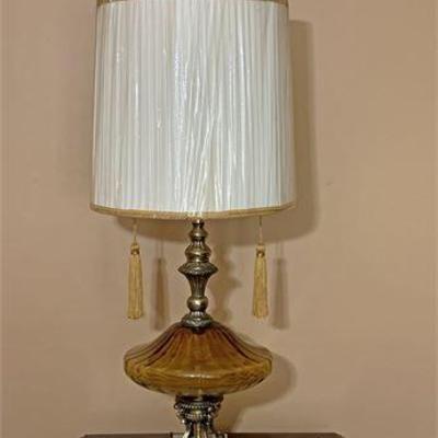 Mid Century Amber Glass Globe Table Lamp.jpg