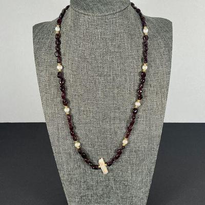 Garnet & Pearl Necklace