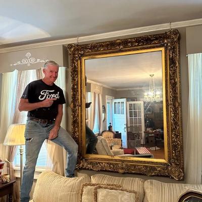 Huge solid antique mirror!