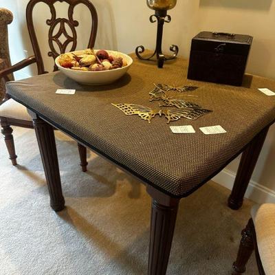 wood card table or small dining table with 2 chairs