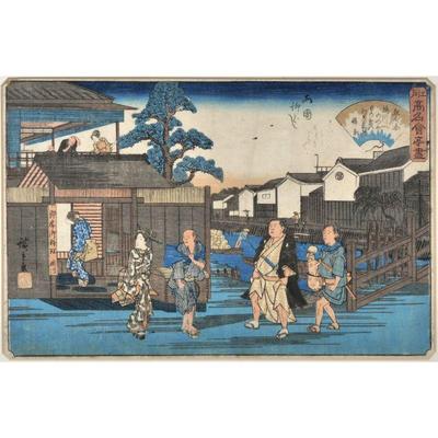 UTAGAWA HIROSHIGE (1797-1858) WOODBLOCK PRINT | The Umegawa at Ryogoku . 9 x 14 in., sight - h. 16 x w. 21 in (frame)

