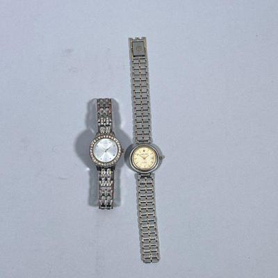 (2pc) PAIR WOMEN'S WRISTWATCHES | Including: vintage Charles Jordan quartz stainless steel watch, and other stainless steel watch.

