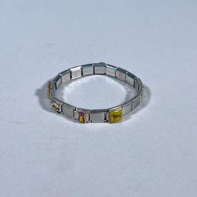 BLINQ ITALIAN CHARM BRACELET | Vintage Italian BLINQ stainless steel charm bracelet. - dia. 2.5 in

