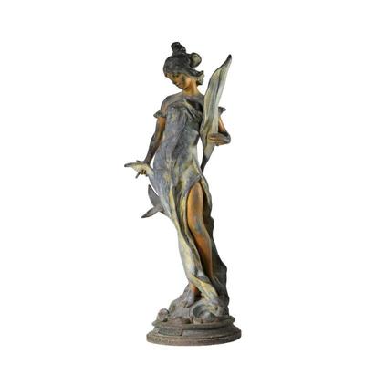 EDUARDO ROSSI (1867-1926) | Galatea. Patinated metal, art nouveau style. - h. 28 x w. 9 x l. 12 in

