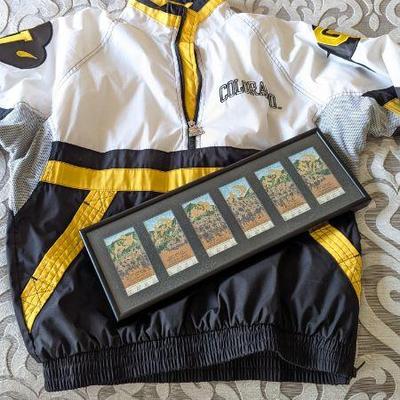 Lot #62 - Vintage Starter Colorado Buffaloes Size M Pullover Jacket with Framed Set of 1991 CU National Champions Tickets