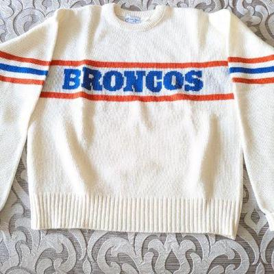 Lot #64 - Vintage Denver Broncos Size Medium Knit Sweater - NFL Licensed Cliff Engle Apparel