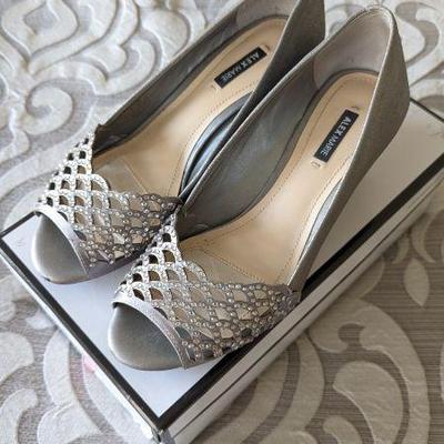 Lot #65 - Alex Marie Women’s Size 6.5 Allesa Ceylon/Silver Embellished Peep-Toe Heels