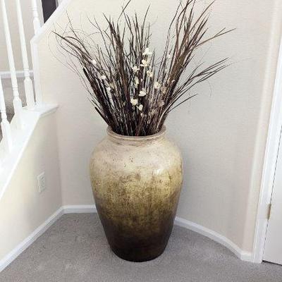 Lot #71 - Large Decorative Floor Vase with Faux Floral Arrangement