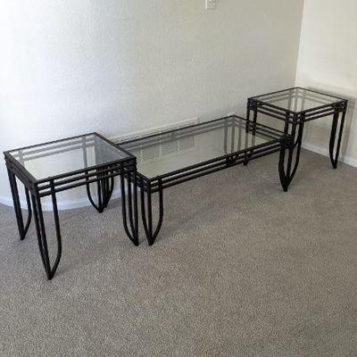 Lot #70 - Glass-Top Coffee and End Tables Set