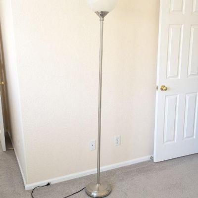 Lot #56 - Modern Silver Floor Lamp with Frosted Glass Shade