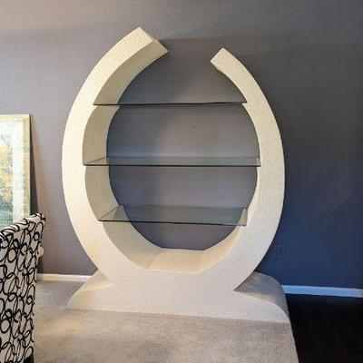 Lot #10 - Postmodern Sculpted White Stucco Etagere/Bookshelf