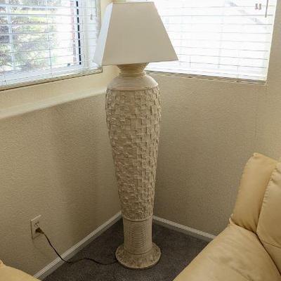 Lot #79 - Basket Weave Plaster of Paris Textured Floor Lamp