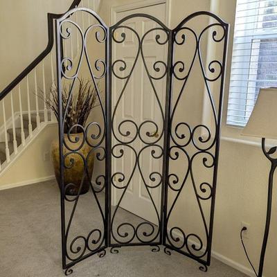 Lot #72 - Three-Panel Wrought Iron Room Divider Screen