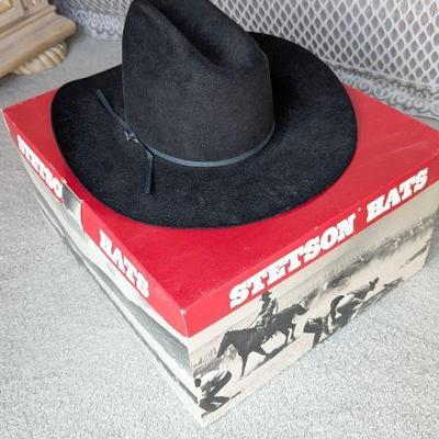 Lot #66 - Vintage Stetson Cowboy Hat with Original Box - Classic Black, Size 7 1/2
