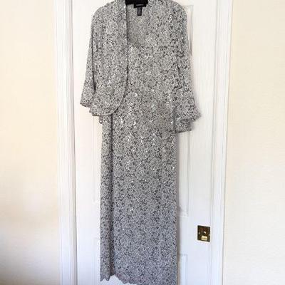 Lot #60 - R&M Richards Women's Size 10 Silver/Gray Lace Dress & Jacket Set