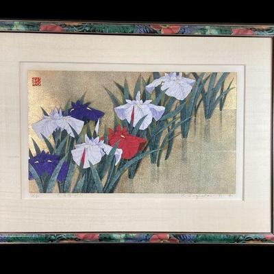 JAKE574 Serigraph By Sugiura “Iris No. 91”	Original Serigraph "Iris No. 91" 1991 by Sugiura. 34"x35".
