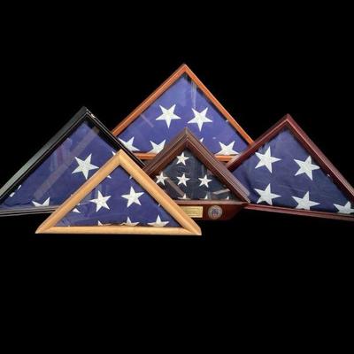 CT573 Five Shadow Boxes With US Flags	Five shadow boxes. 24x17x3.5; 24x17x3.5; 18x12.5x3; 16x10.5x2.5; 24x17x3.5
