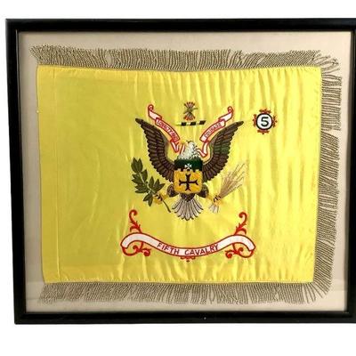 WATA210 Vintage Military Flag #3	5th Cavalry Regiment, Loyalty and Courage, 5th Battalion U.S Army flag. 
