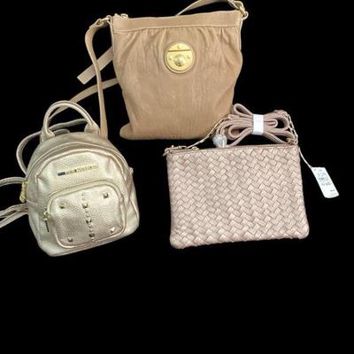 KAAR547 Going For Gold! Marc Jacob’s/Steve Madden/Nieman Marcus	Neiman Marcus new with tags; Steve Madden backpack new without tags; Marc...