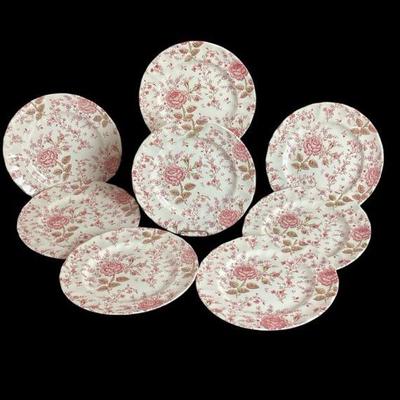 KAAR539 “Rose Chintz” Dinner Plates	8 x 10” Rose Chintz by Johnson Bros. Hand engraved, made in England - Ironstone. Perfect condition -...