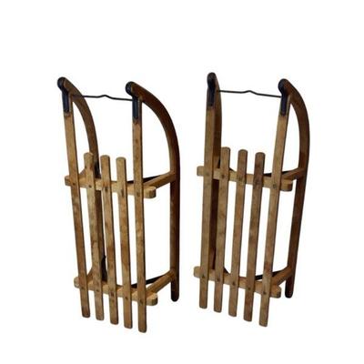 MANA571 Two Swiss Davos Sleds	Metal runners appear to be in good shape - 36"
