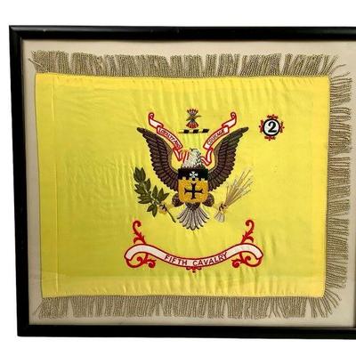 WATA208 Vintage Black Knights Military Flag	2nd Battalion, 5th Calvary regiment of the U.S Army, the Black Knights. Comes already framed...