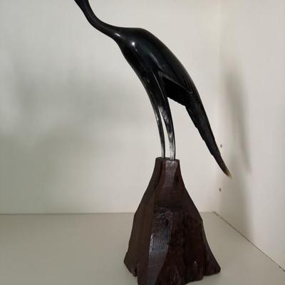 Wood egret figurine