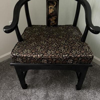 Black lacquer horseshoe style chair